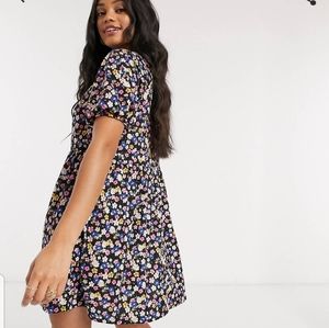 ASOS ditsy floral mini dress with puff sleeves